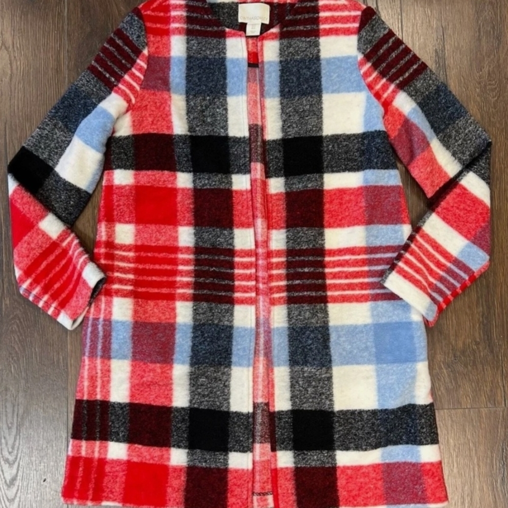 Cynthia Rowley Kids Plaid Coat - Red, Blue, Black